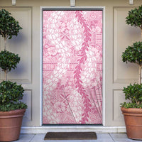 Pink Puakenikeni and Maile Lei Door Cover Hawaiian Style Tribal Tapa Double Strand Lei - Polynesian Pride