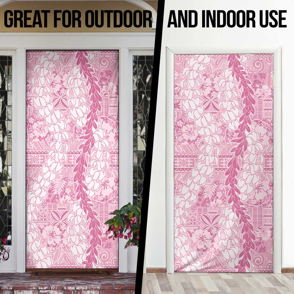 Pink Puakenikeni and Maile Lei Door Cover Hawaiian Style Tribal Tapa Double Strand Lei - Polynesian Pride