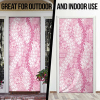 Pink Puakenikeni and Maile Lei Door Cover Hawaiian Style Tribal Tapa Double Strand Lei - Polynesian Pride