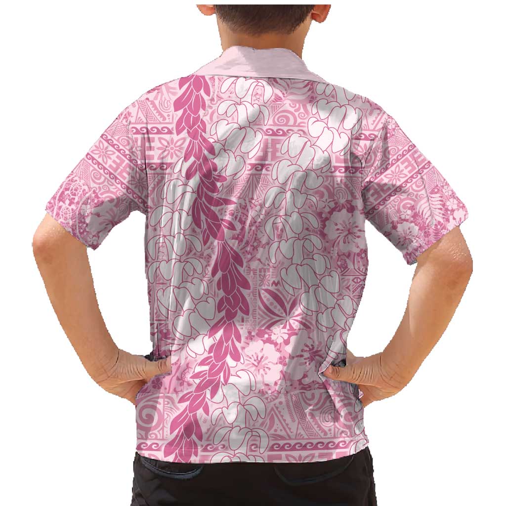 Pink Puakenikeni and Maile Lei Family Matching Mermaid Dress and Hawaiian Shirt Hawaiian Style Tribal Tapa Double Strand Lei