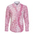 Pink Puakenikeni and Maile Lei Family Matching Off The Shoulder Long Sleeve Dress and Hawaiian Shirt Hawaiian Style Tribal Tapa Double Strand Lei