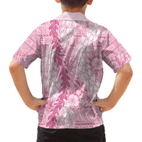 Pink Puakenikeni and Maile Lei Family Matching Tank Maxi Dress and Hawaiian Shirt Hawaiian Style Tribal Tapa Double Strand Lei