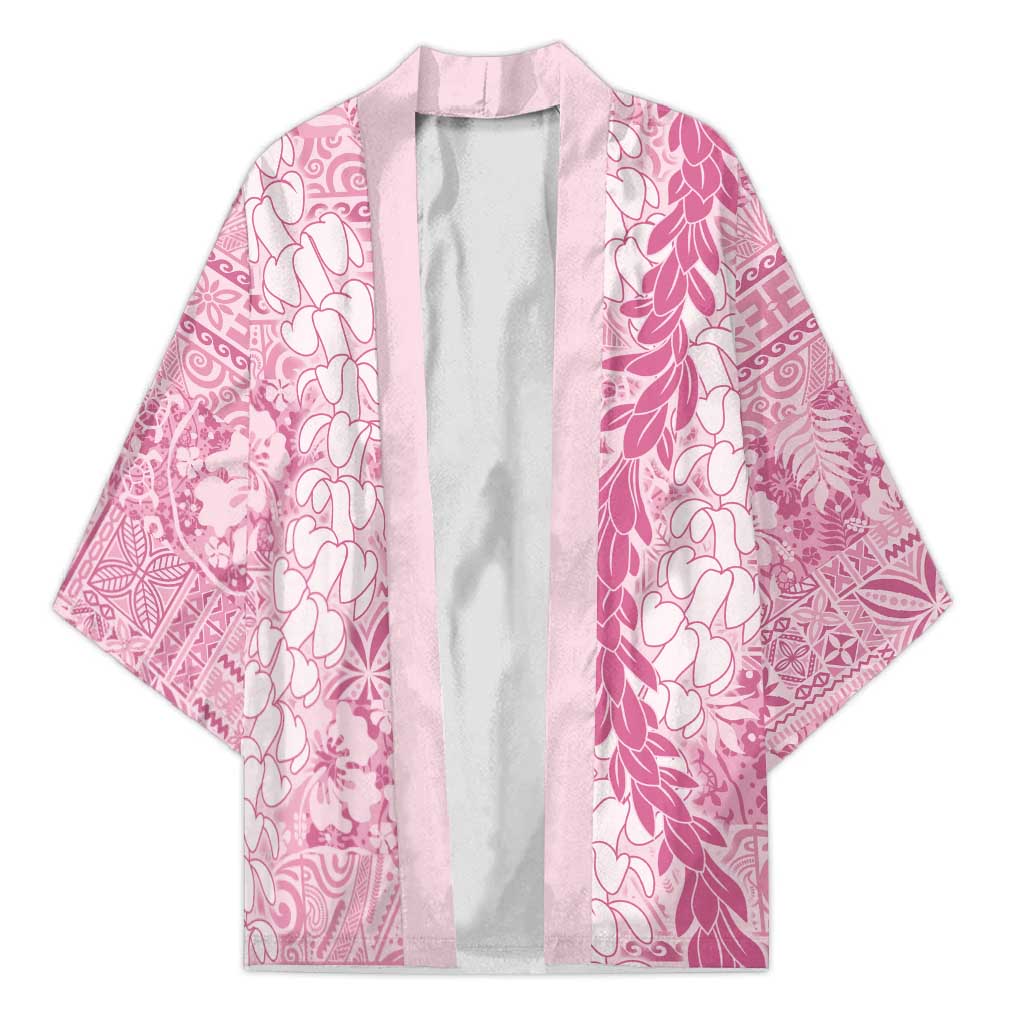 Pink Puakenikeni and Maile Lei Kimono Hawaiian Style Tribal Tapa Double Strand Lei - Polynesian Pride
