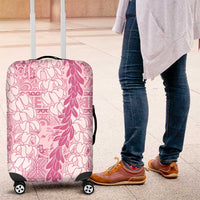 Pink Puakenikeni and Maile Lei Luggage Cover Hawaiian Style Tribal Tapa Double Strand Lei