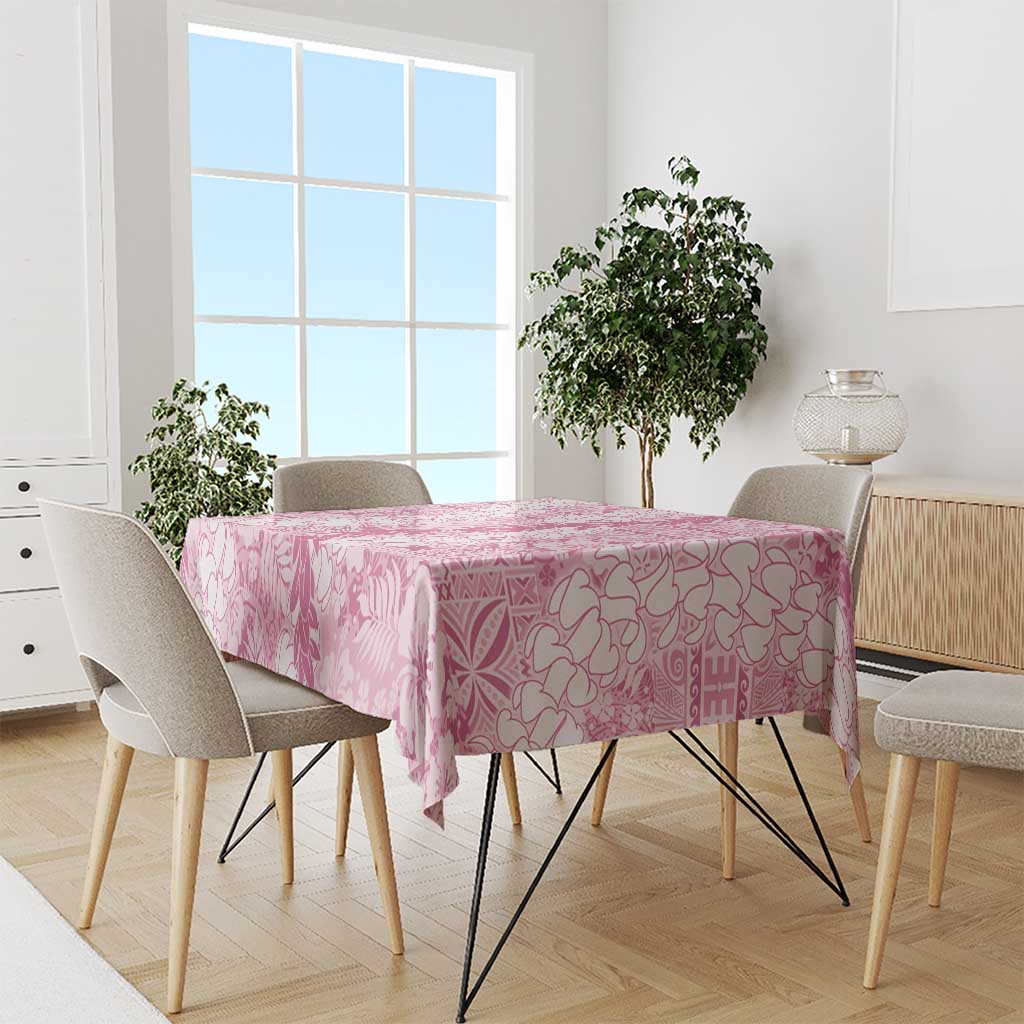 Pink Puakenikeni and Maile Lei Tablecloth Hawaiian Style Tribal Tapa Double Strand Lei