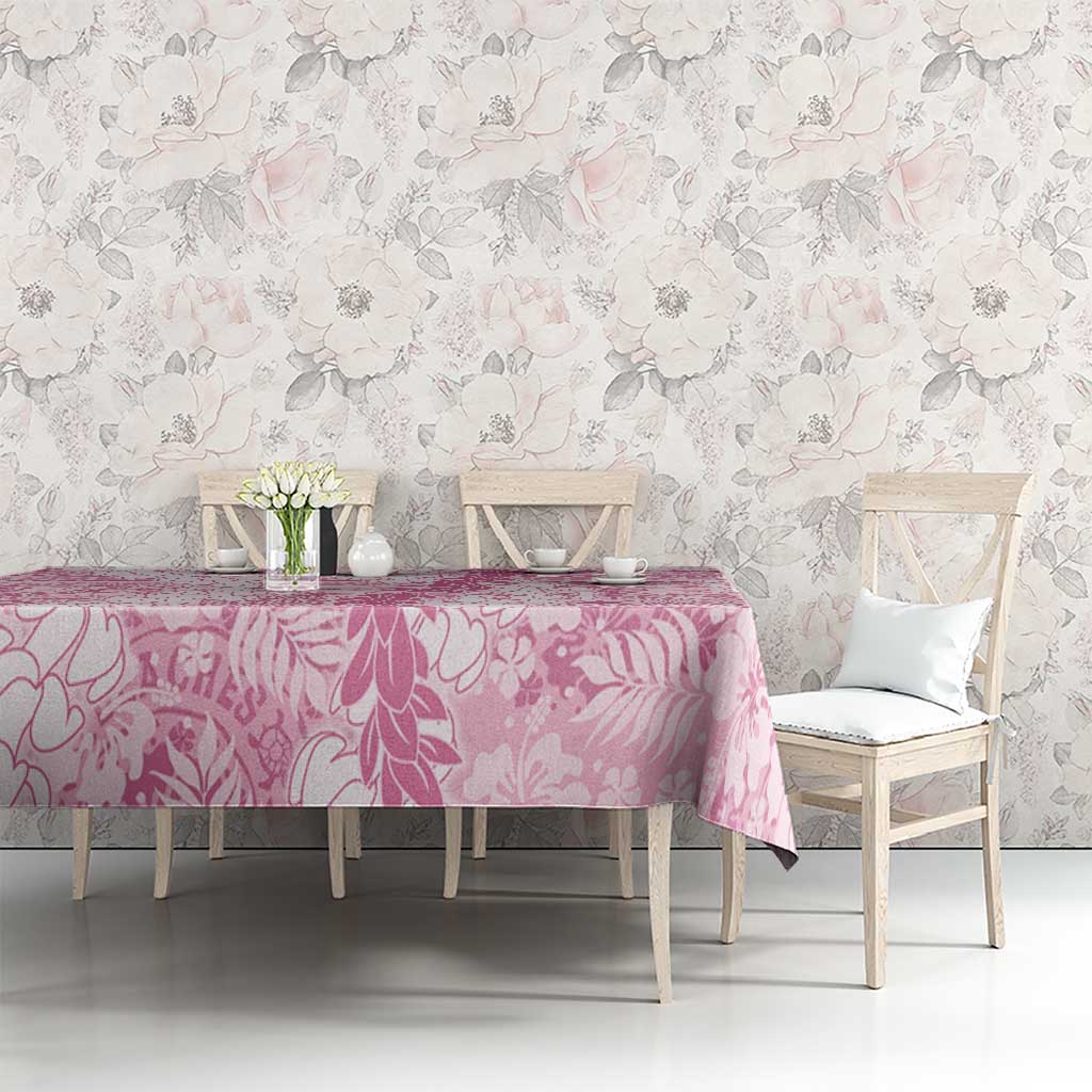 Pink Puakenikeni and Maile Lei Tablecloth Hawaiian Style Tribal Tapa Double Strand Lei