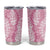 Pink Puakenikeni and Maile Lei Tumbler Cup Hawaiian Style Tribal Tapa Double Strand Lei