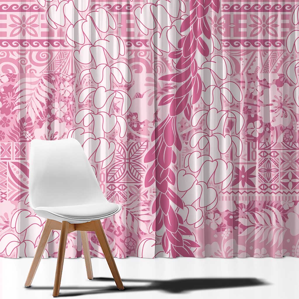 Pink Puakenikeni and Maile Lei Window Curtain Hawaiian Style Tribal Tapa Double Strand Lei LT9 - Polynesian Pride