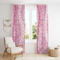 Pink Puakenikeni and Maile Lei Window Curtain Hawaiian Style Tribal Tapa Double Strand Lei LT9 - Polynesian Pride
