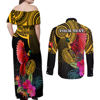 Personalised Papua New Guinea Rugby Couples Matching Off Shoulder Maxi Dress and Long Sleeve Button Shirt PNG Kumuls Champions Pacific Bowl LT9 - Polynesian Pride