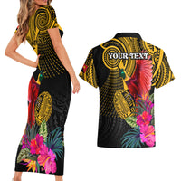 Personalised Papua New Guinea Rugby Couples Matching Short Sleeve Bodycon Dress and Hawaiian Shirt PNG Kumuls Champions Pacific Bowl LT9 - Polynesian Pride
