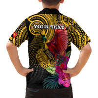 Personalised Papua New Guinea Rugby Family Matching Off Shoulder Short Dress and Hawaiian Shirt PNG Kumuls Champions Pacific Bowl LT9 - Polynesian Pride