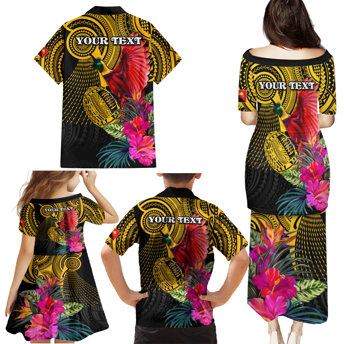 Personalised Papua New Guinea Rugby Family Matching Puletasi Dress and Hawaiian Shirt PNG Kumuls Champions Pacific Bowl LT9 - Polynesian Pride