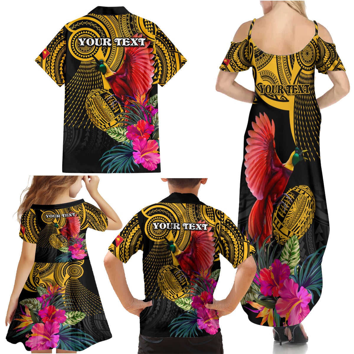Personalised Papua New Guinea Rugby Family Matching Summer Maxi Dress and Hawaiian Shirt PNG Kumuls Champions Pacific Bowl LT9 - Polynesian Pride