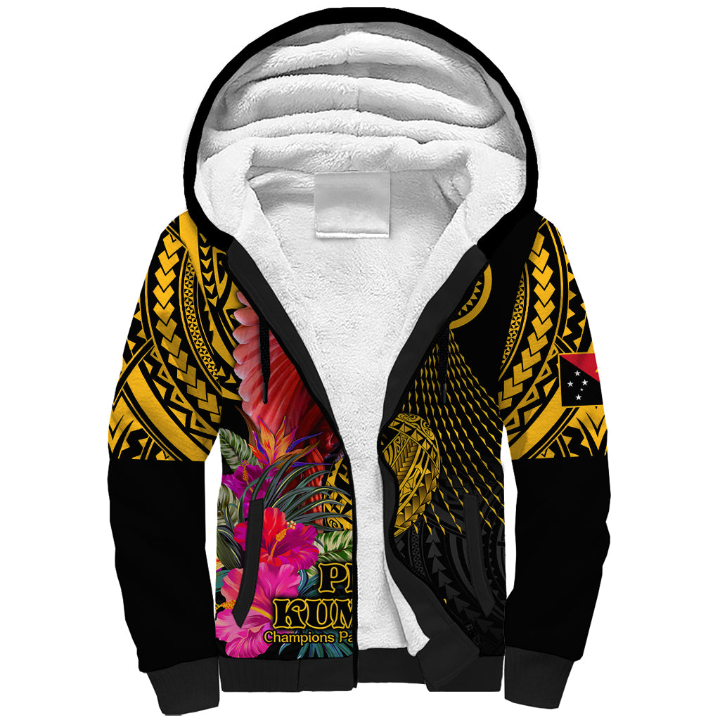 Personalised Papua New Guinea Rugby Sherpa Hoodie PNG Kumuls Champions Pacific Bowl LT9 Unisex Gold - Polynesian Pride