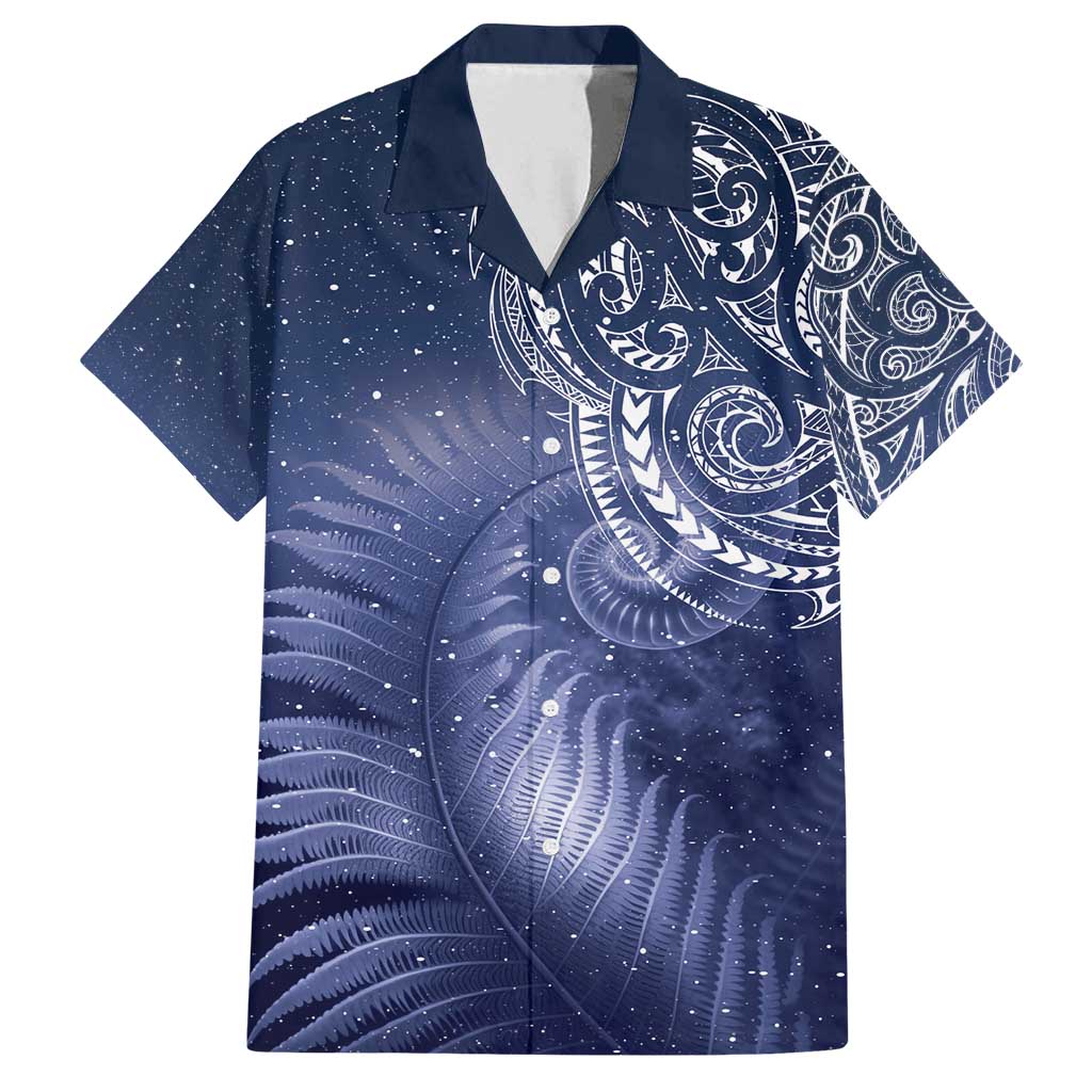 New Zealand Galaxy Fern Family Matching Long Sleeve Bodycon Dress and Hawaiian Shirt