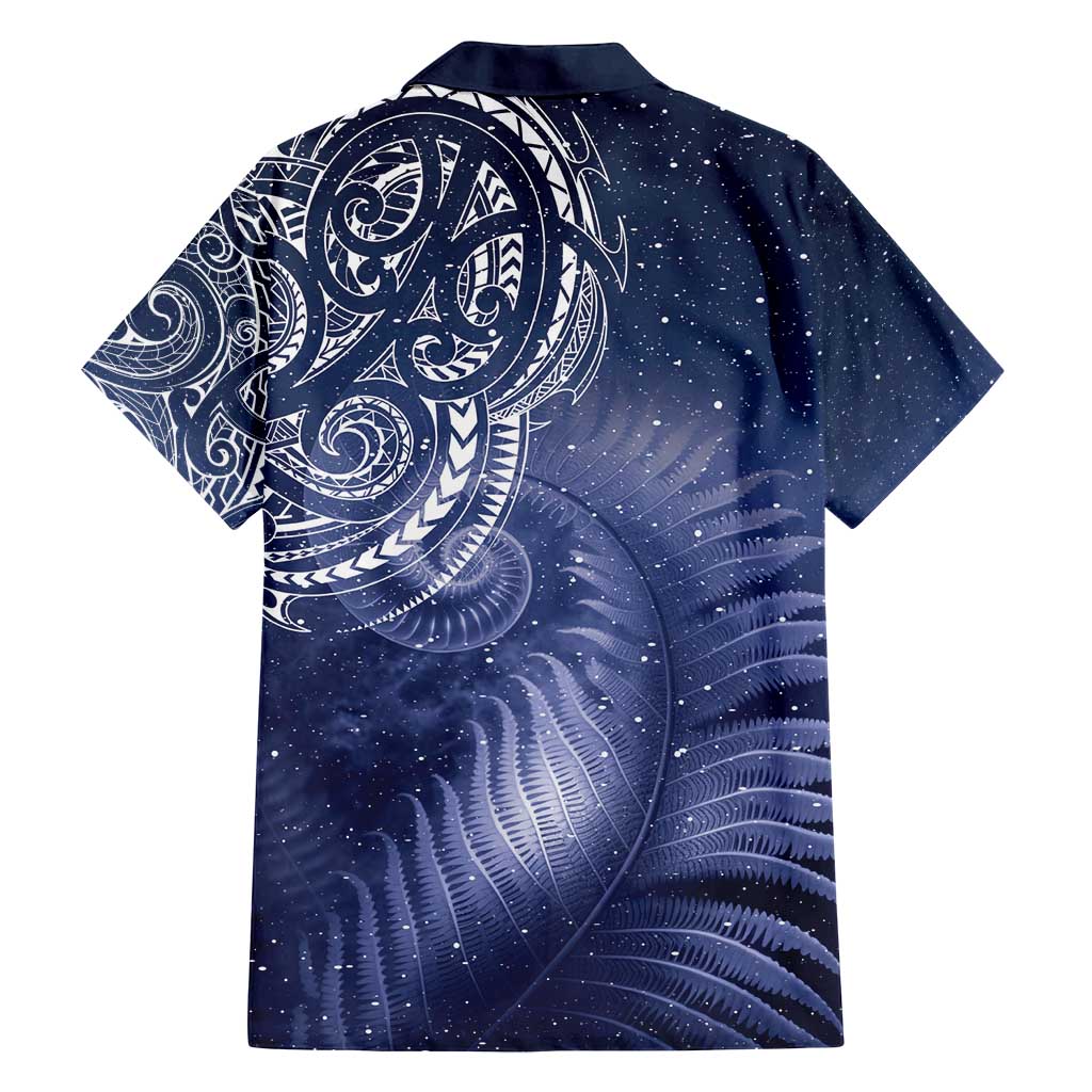 New Zealand Galaxy Fern Family Matching Long Sleeve Bodycon Dress and Hawaiian Shirt