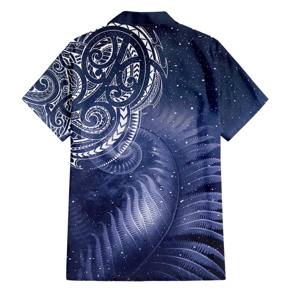 New Zealand Galaxy Fern Family Matching Short Sleeve Bodycon Dress and Hawaiian Shirt