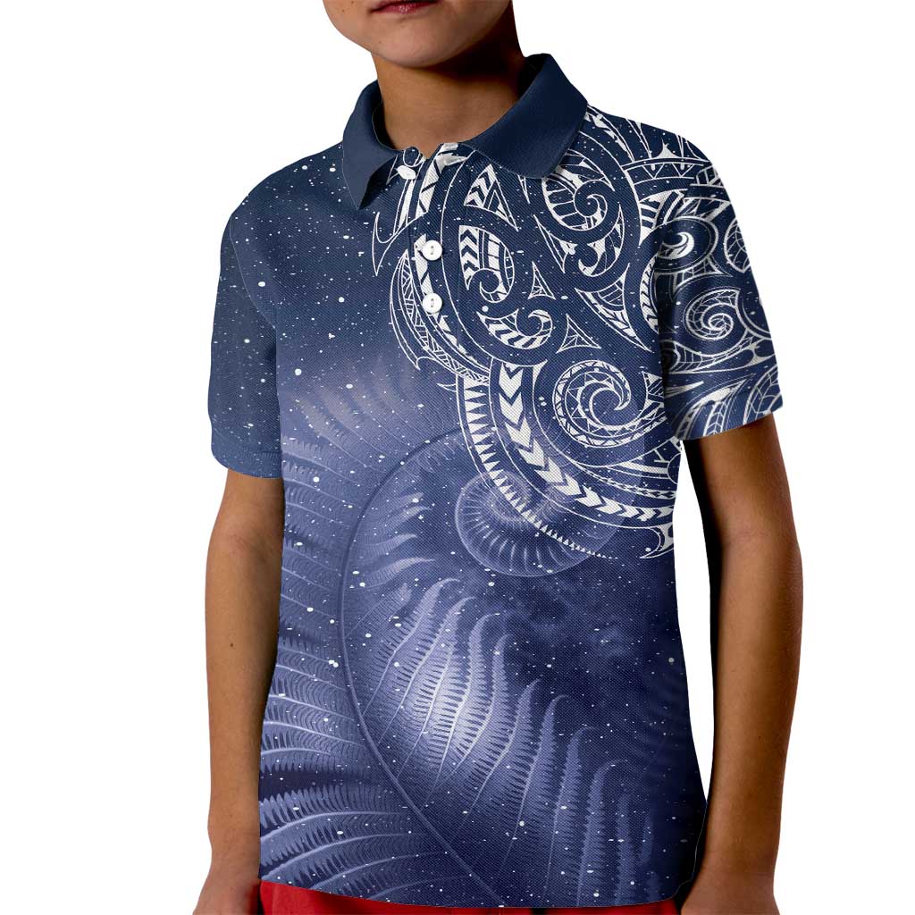 New Zealand Galaxy Fern Kid Polo Shirt LT9 Kid Galaxy - Polynesian Pride