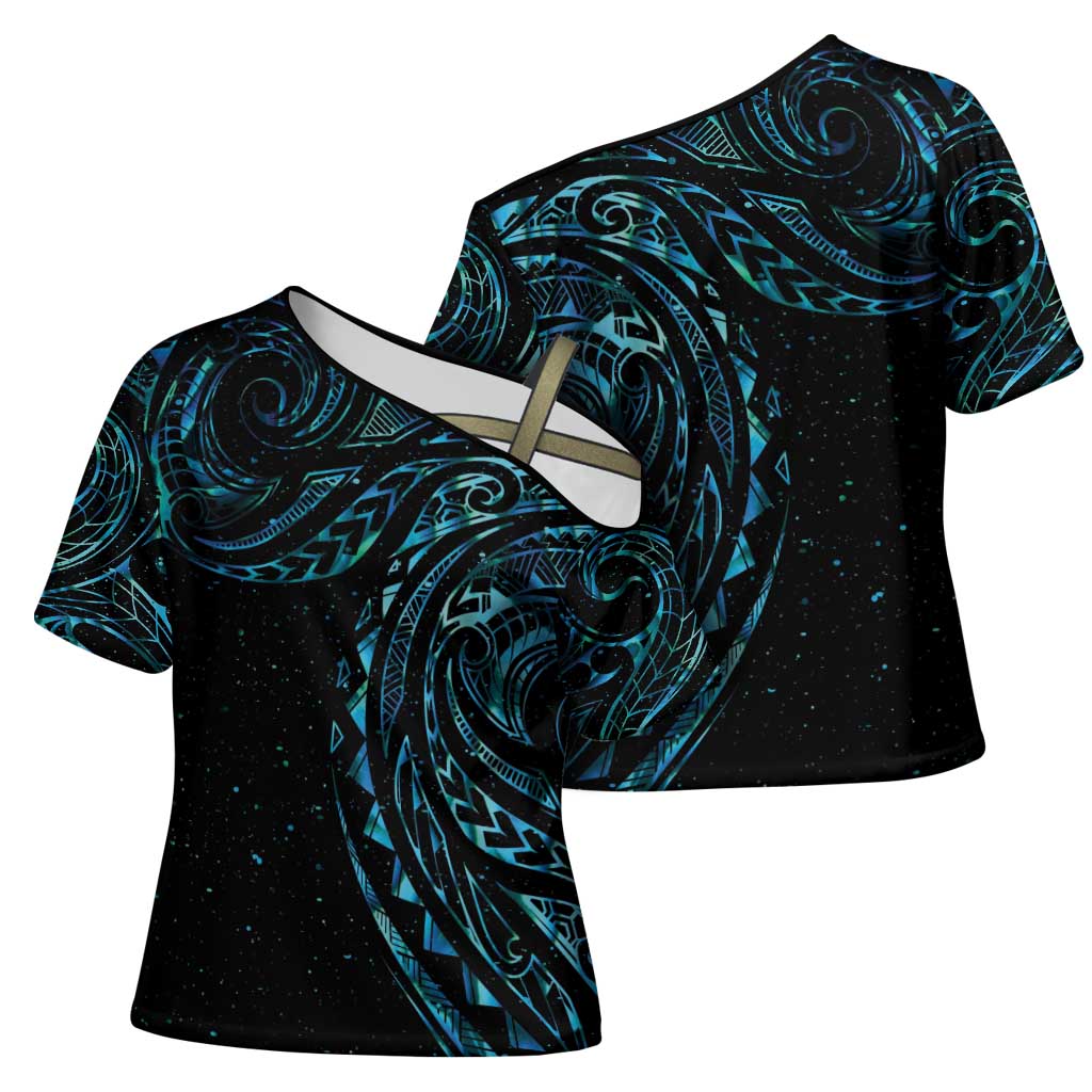 New Zealand Matariki Cross Shoulder Shirt Galaxy Maori Tribal Tattoo - Polynesian Pride