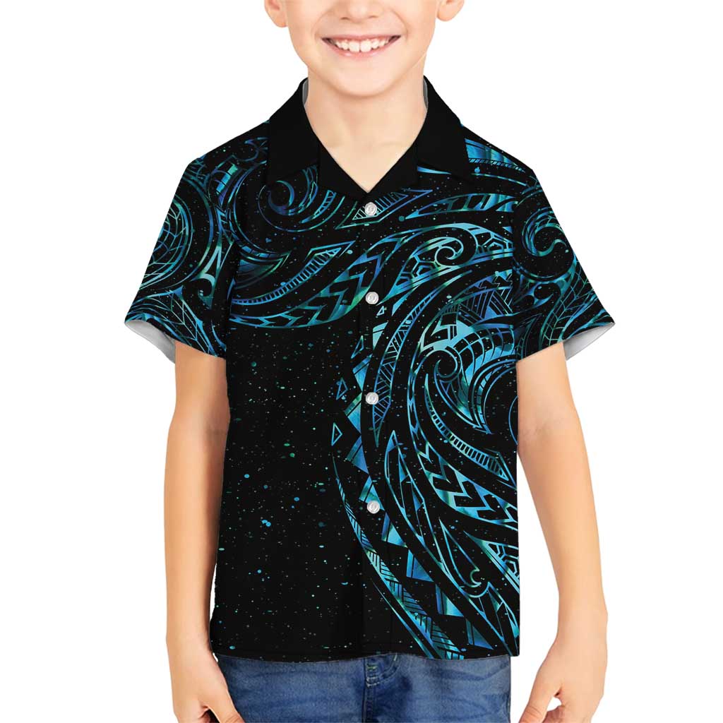 New Zealand Tribal Tattoo Family Matching Off Shoulder Maxi Dress and Hawaiian Shirt With Matariki Art LT9 Son's Shirt Galaxy - Polynesian Pride