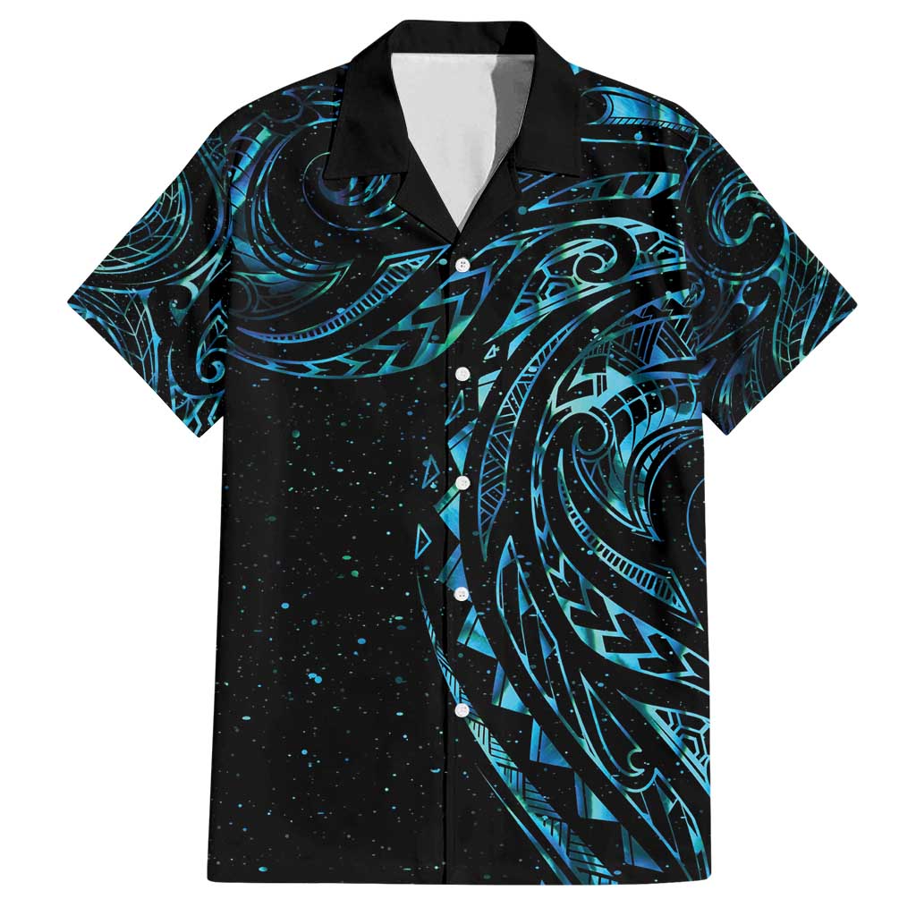 New Zealand Tribal Tattoo Family Matching Off Shoulder Short Dress and Hawaiian Shirt With Matariki Art LT9 Dad's Shirt - Short Sleeve Galaxy - Polynesian Pride