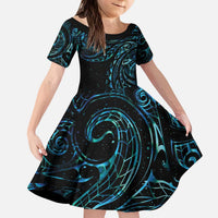 New Zealand Tribal Tattoo Kid Short Sleeve Dress With Matariki Art LT9 KID Galaxy - Polynesian Pride