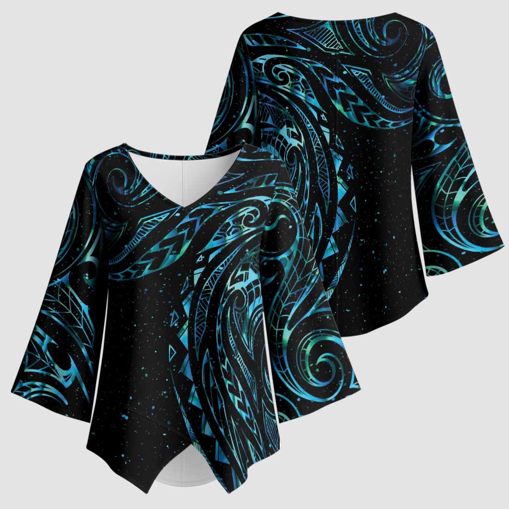 New Zealand Matariki Kimono Sleeve Blouse Galaxy Maori Tribal Tattoo - Polynesian Pride