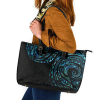 New Zealand Tribal Tattoo Leather Tote Bag With Matariki Art LT9 Galaxy - Polynesian Pride