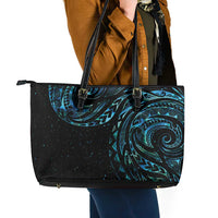 New Zealand Tribal Tattoo Leather Tote Bag With Matariki Art LT9 - Polynesian Pride