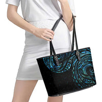 New Zealand Tribal Tattoo Leather Tote Bag With Matariki Art LT9 - Polynesian Pride