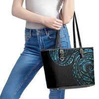 New Zealand Tribal Tattoo Leather Tote Bag With Matariki Art LT9 - Polynesian Pride