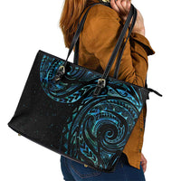 New Zealand Tribal Tattoo Leather Tote Bag With Matariki Art LT9 - Polynesian Pride