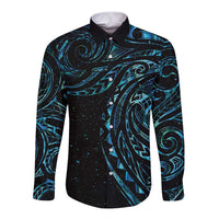 New Zealand Tribal Tattoo Long Sleeve Button Shirt With Matariki Art LT9 Unisex Galaxy - Polynesian Pride
