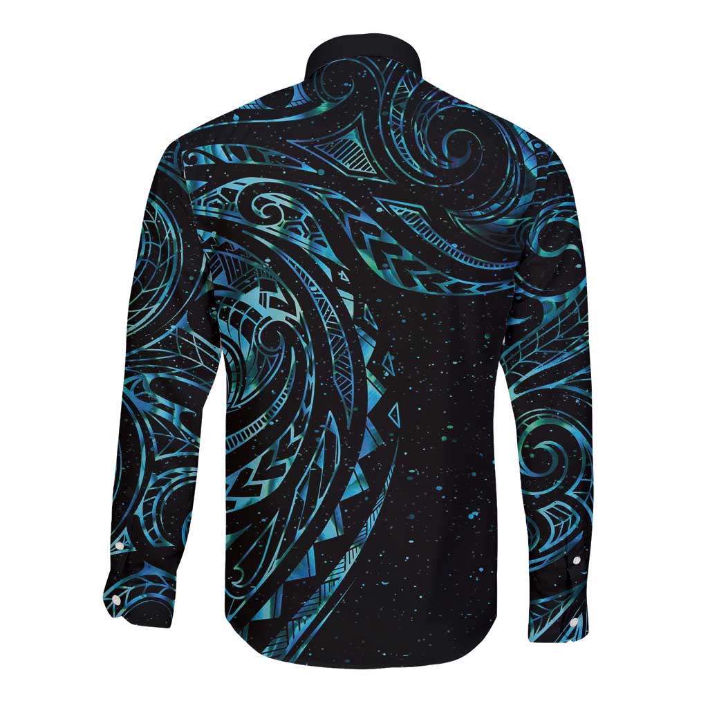 New Zealand Tribal Tattoo Long Sleeve Button Shirt With Matariki Art LT9 - Polynesian Pride