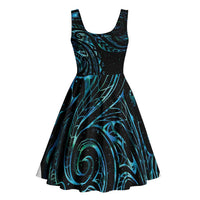 New Zealand Matariki Midi Dress Galaxy Maori Tribal Tattoo - Polynesian Pride