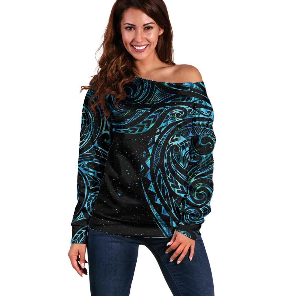 New Zealand Tribal Tattoo Off Shoulder Sweater With Matariki Art