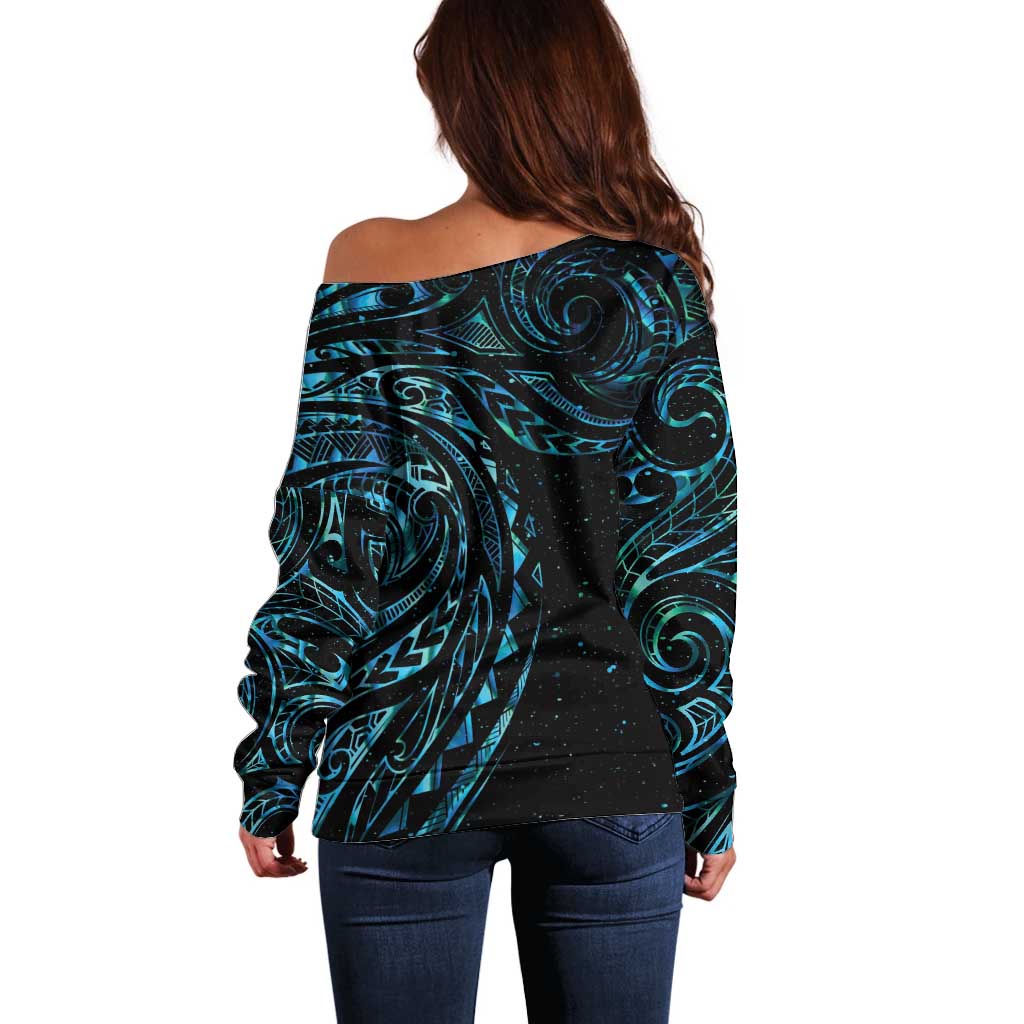 New Zealand Tribal Tattoo Off Shoulder Sweater With Matariki Art LT9 - Polynesian Pride