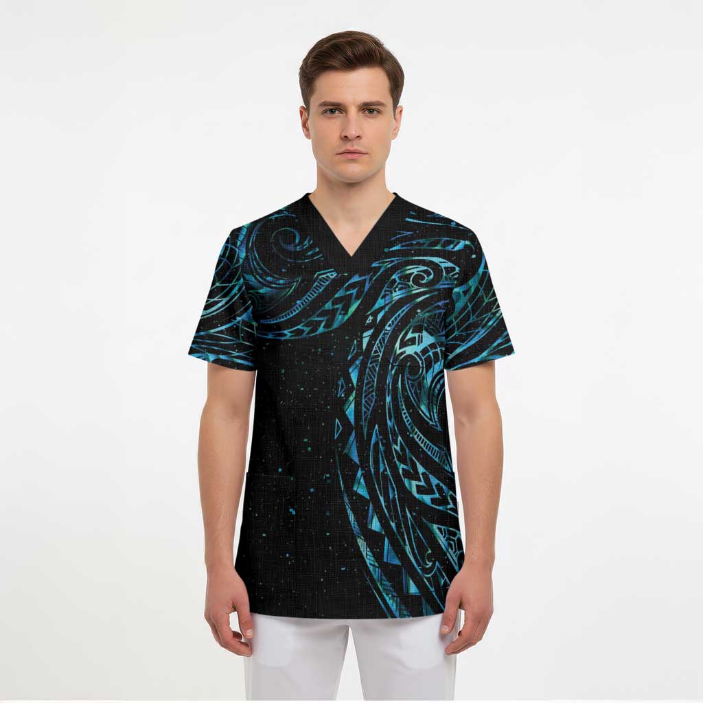 New Zealand Matariki Scrub Top Galaxy Maori Tribal Tattoo - Polynesian Pride