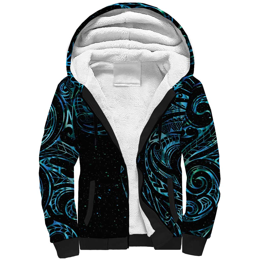New Zealand Tribal Tattoo Sherpa Hoodie With Matariki Art LT9 Unisex Galaxy - Polynesian Pride