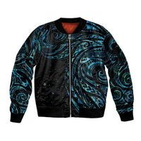 New Zealand Tribal Tattoo Sleeve Zip Bomber Jacket With Matariki Art LT9 Unisex Galaxy - Polynesian Pride