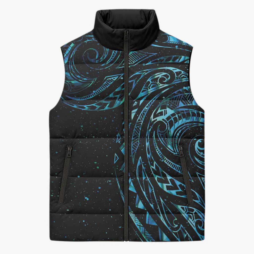 New Zealand Matariki Sleeveless Puffer Jacket Galaxy Maori Tribal Tattoo - Polynesian Pride