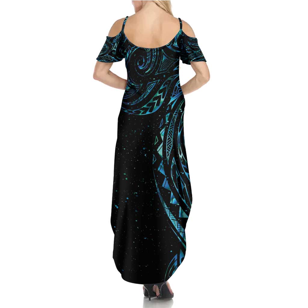 New Zealand Tribal Tattoo Summer Maxi Dress With Matariki Art LT9 - Polynesian Pride