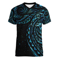 New Zealand Tribal Tattoo Women V-Neck T-Shirt With Matariki Art LT9 Female Galaxy - Polynesian Pride