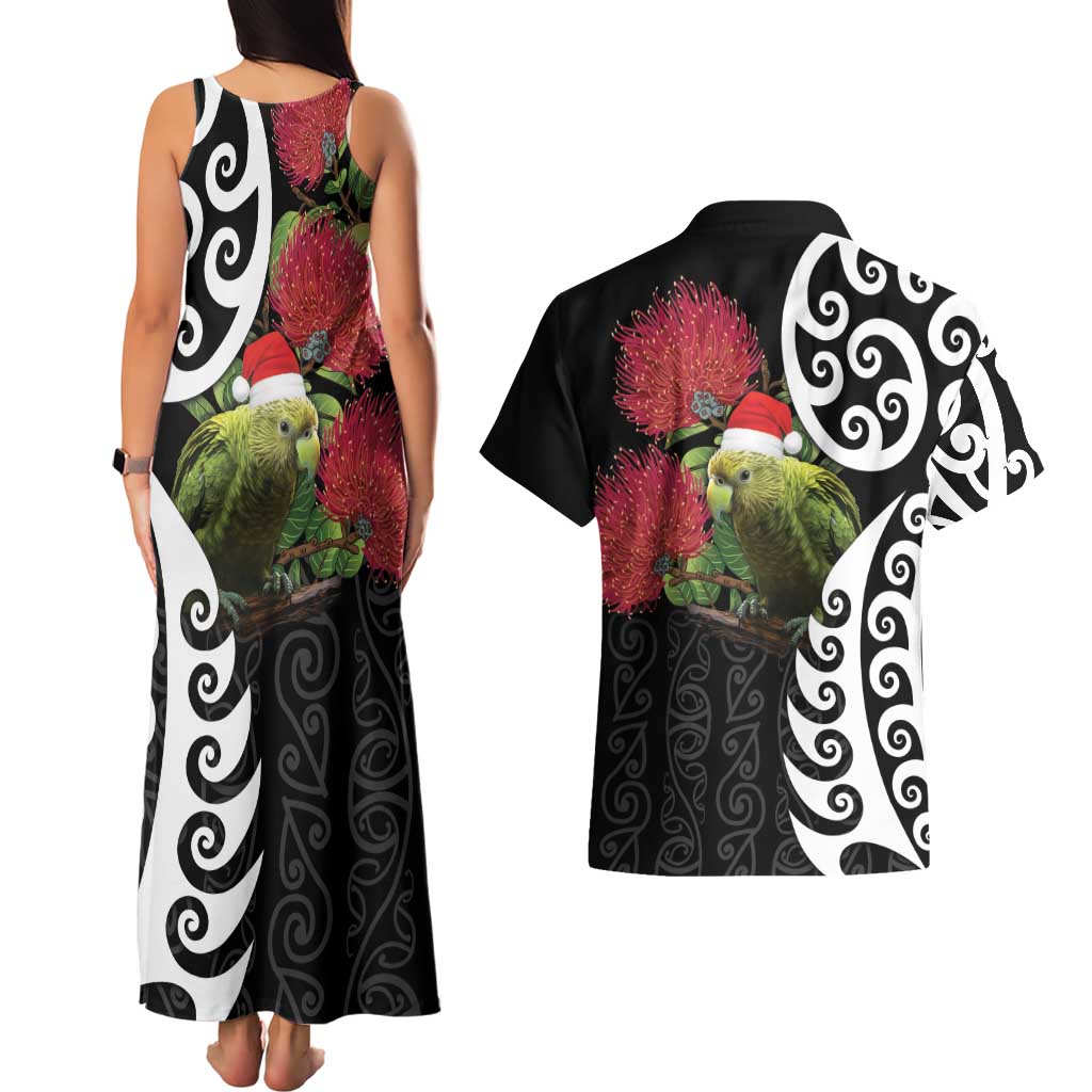 New Zealand Kakapo Christmas Couples Matching Tank Maxi Dress and Hawaiian Shirt Meri Kirihimete Pohutukawa Flowers