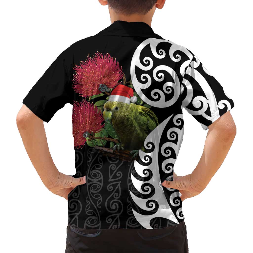 New Zealand Kakapo Christmas Family Matching Off Shoulder Maxi Dress and Hawaiian Shirt Meri Kirihimete Pohutukawa Flowers LT9 - Polynesian Pride