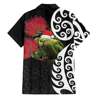 New Zealand Kakapo Christmas Family Matching Off Shoulder Short Dress and Hawaiian Shirt Meri Kirihimete Pohutukawa Flowers LT9 - Polynesian Pride