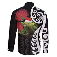 New Zealand Kakapo Christmas Family Matching Off Shoulder Short Dress and Hawaiian Shirt Meri Kirihimete Pohutukawa Flowers LT9 - Polynesian Pride