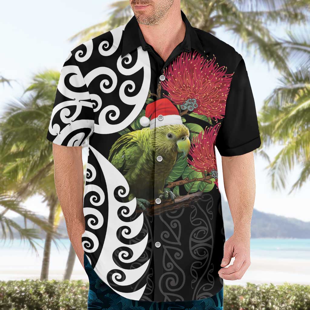 New Zealand Kakapo Christmas Hawaiian Shirt Meri Kirihimete Pohutukawa Flowers