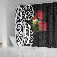 New Zealand Kakapo Christmas Shower Curtain Meri Kirihimete Pohutukawa Flowers
